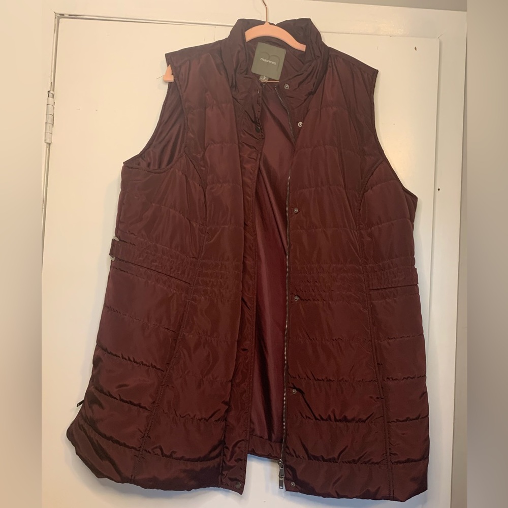 Plus size long puffer vest.